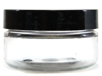 JAR 2 OUNCE CLEAR,  BLACK  CAP