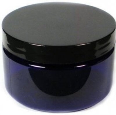 JAR 4 OUNCE PET COBALT BLUE, BLACK CAP